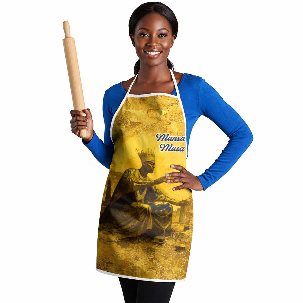 Mansa Musa Apron Golden Legacy Theme Ancient Map Regal Portrait of Mali Emperor Timbuktu - Wonder Print Shop