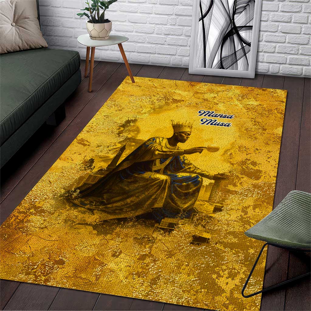Mansa Musa Area Rug Golden Legacy Theme Ancient Map Regal Portrait of Mali Emperor Timbuktu - Wonder Print Shop