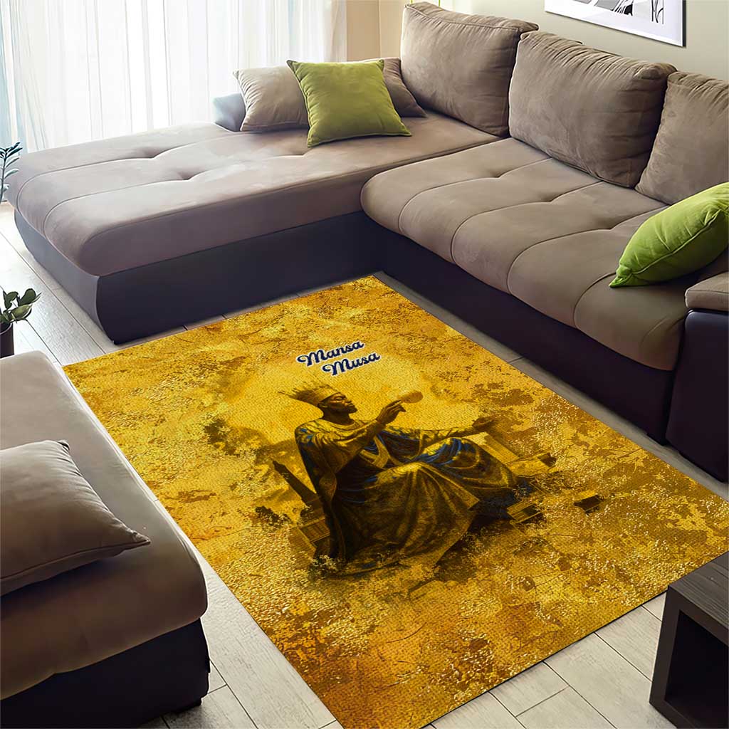 Mansa Musa Area Rug Golden Legacy Theme Ancient Map Regal Portrait of Mali Emperor Timbuktu - Wonder Print Shop