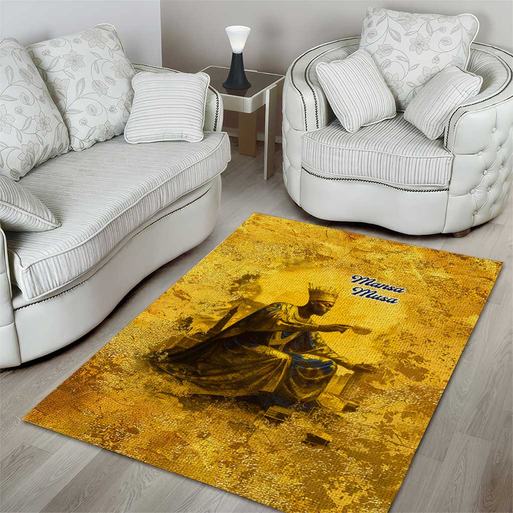Mansa Musa Area Rug Golden Legacy Theme Ancient Map Regal Portrait of Mali Emperor Timbuktu - Wonder Print Shop