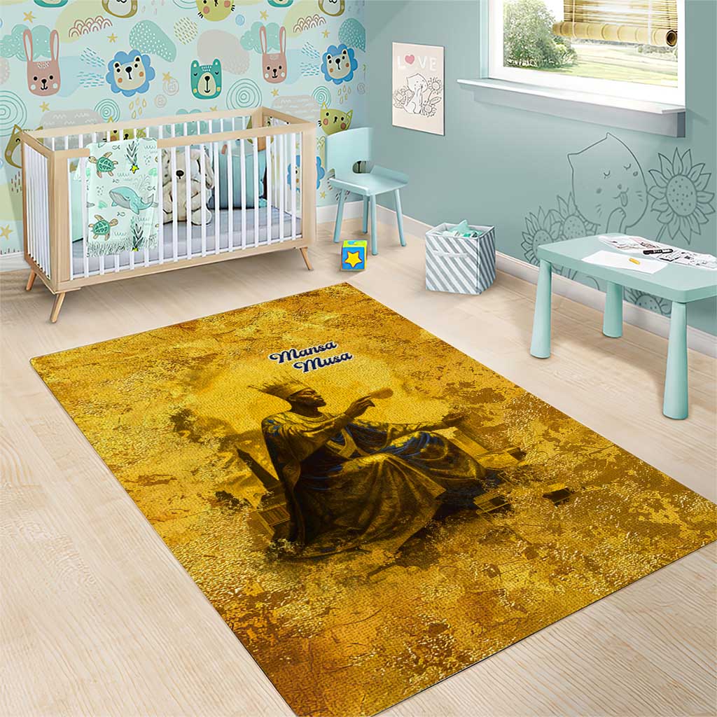 Mansa Musa Area Rug Golden Legacy Theme Ancient Map Regal Portrait of Mali Emperor Timbuktu - Wonder Print Shop