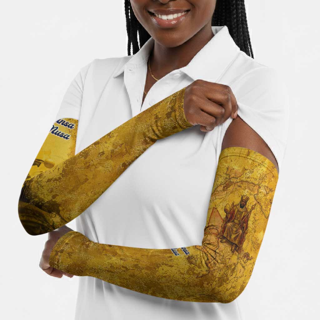 Mansa Musa Arm Sleeves Golden Legacy Theme Ancient Map Regal Portrait of Mali Emperor Timbuktu - Wonder Print Shop