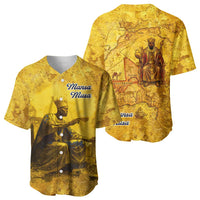Mansa Musa Baseball Jersey Golden Legacy Theme Ancient Map Regal Portrait of Mali Emperor Timbuktu - Wonder Print Shop