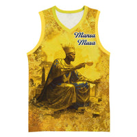 Mansa Musa Basketball Jersey Golden Legacy Theme Ancient Map Regal Portrait of Mali Emperor Timbuktu - Wonder Print Shop