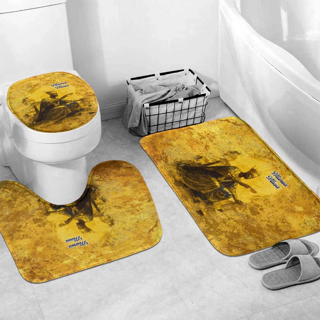 Mansa Musa Bathroom Set Golden Legacy Theme Ancient Map Regal Portrait of Mali Emperor Timbuktu - Wonder Print Shop