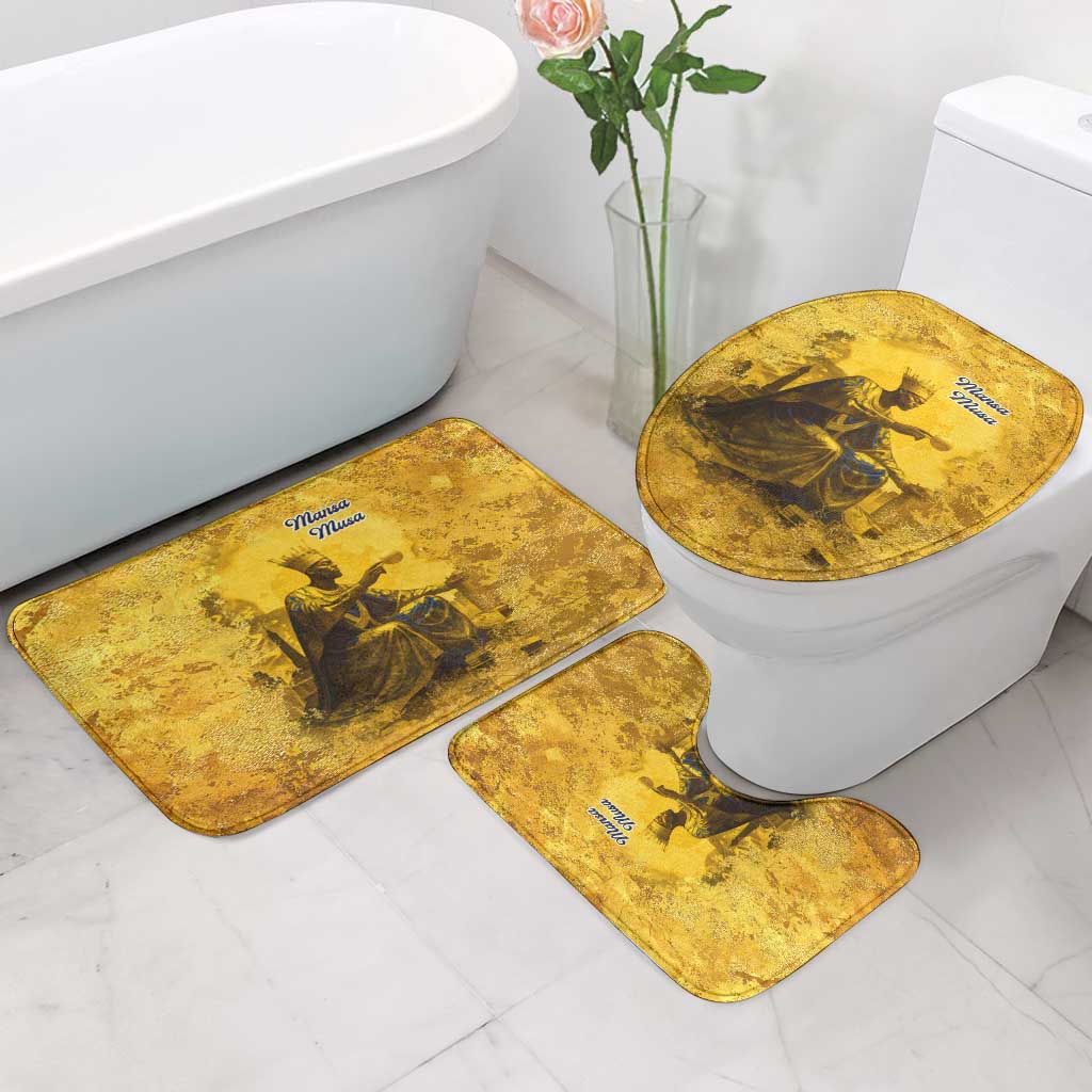 Mansa Musa Bathroom Set Golden Legacy Theme Ancient Map Regal Portrait of Mali Emperor Timbuktu - Wonder Print Shop