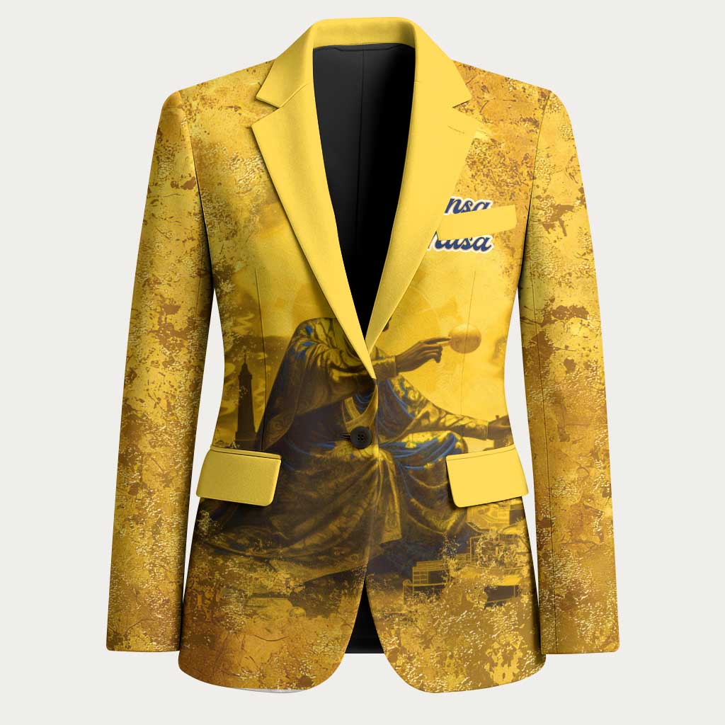 Mansa Musa Blazer Golden Legacy Theme Ancient Map Regal Portrait of Mali Emperor Timbuktu - Wonder Print Shop