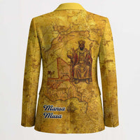 Mansa Musa Blazer Golden Legacy Theme Ancient Map Regal Portrait of Mali Emperor Timbuktu - Wonder Print Shop