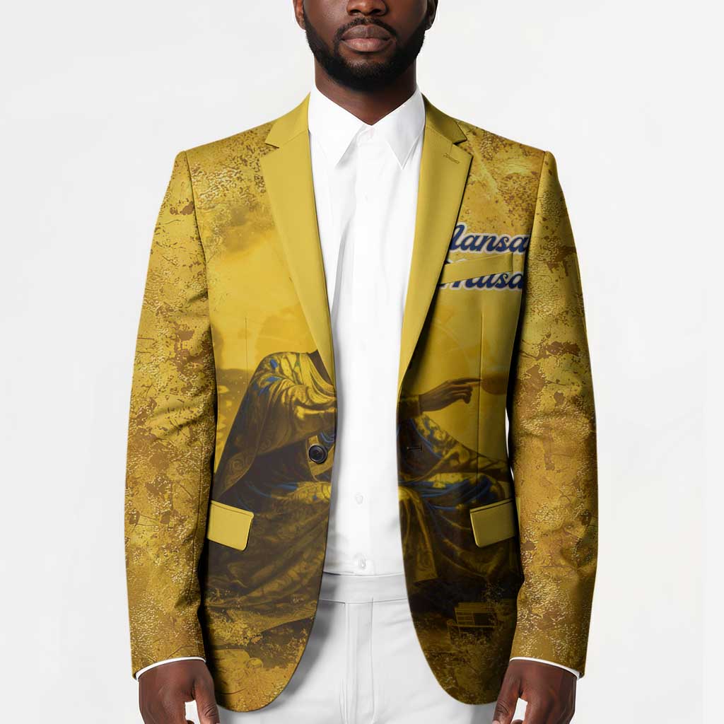Mansa Musa Blazer Golden Legacy Theme Ancient Map Regal Portrait of Mali Emperor Timbuktu - Wonder Print Shop
