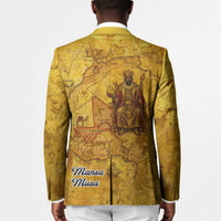 Mansa Musa Blazer Golden Legacy Theme Ancient Map Regal Portrait of Mali Emperor Timbuktu - Wonder Print Shop