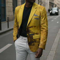 Mansa Musa Blazer Golden Legacy Theme Ancient Map Regal Portrait of Mali Emperor Timbuktu - Wonder Print Shop