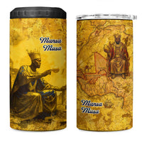 Mansa Musa 4 in 1 Can Cooler Tumbler Golden Legacy Theme Ancient Map Regal Portrait of Mali Emperor Timbuktu - Wonder Print Shop