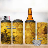 Mansa Musa 4 in 1 Can Cooler Tumbler Golden Legacy Theme Ancient Map Regal Portrait of Mali Emperor Timbuktu - Wonder Print Shop