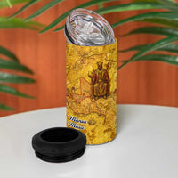 Mansa Musa 4 in 1 Can Cooler Tumbler Golden Legacy Theme Ancient Map Regal Portrait of Mali Emperor Timbuktu - Wonder Print Shop