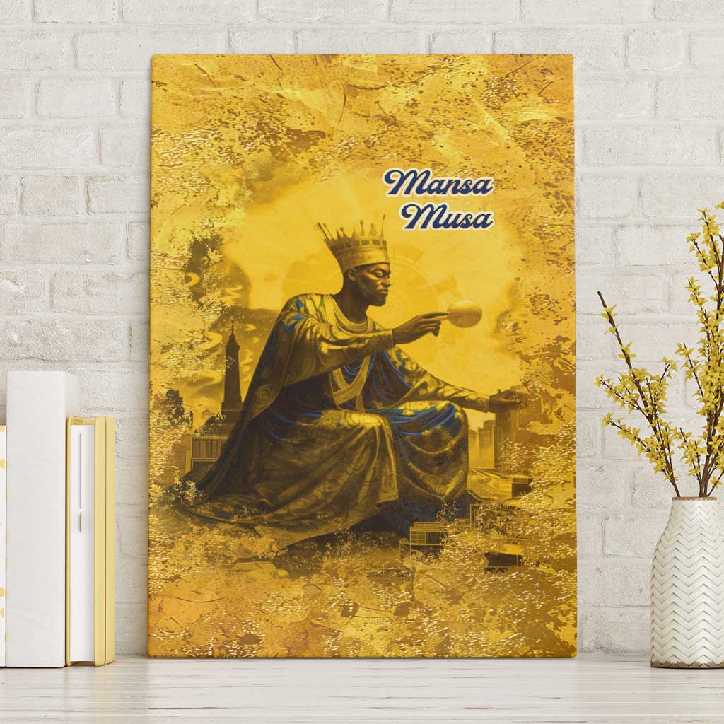 Mansa Musa Canvas Wall Art Golden Legacy Theme Ancient Map Regal Portrait of Mali Emperor Timbuktu - Wonder Print Shop