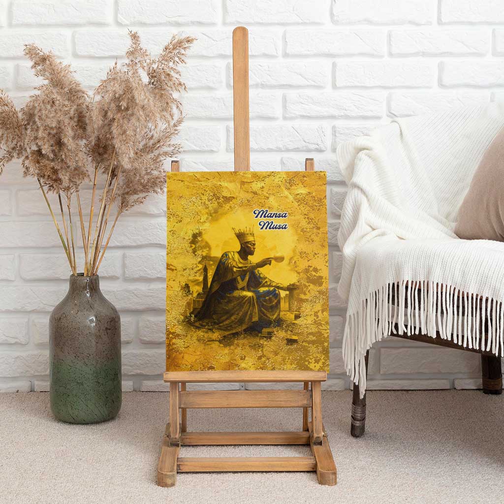 Mansa Musa Canvas Wall Art Golden Legacy Theme Ancient Map Regal Portrait of Mali Emperor Timbuktu - Wonder Print Shop