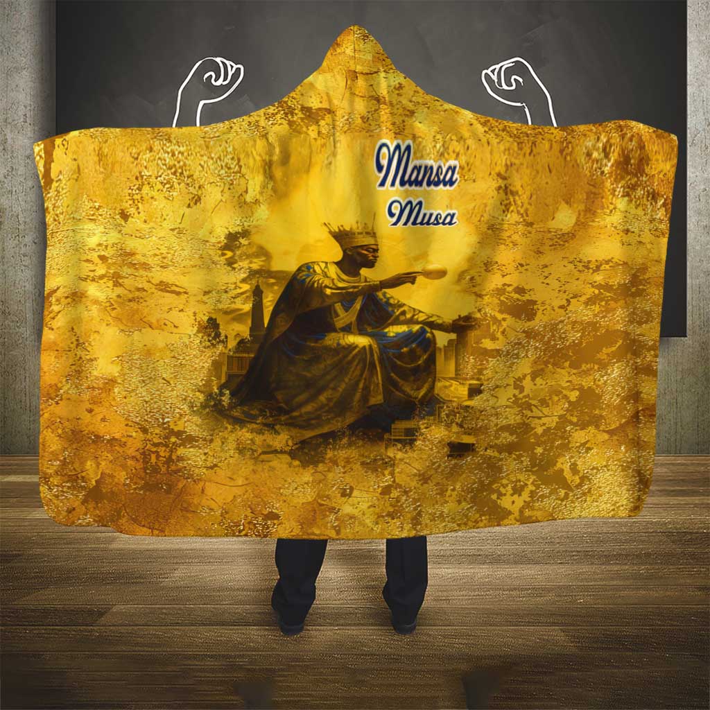 Mansa Musa Hooded Blanket Golden Legacy Theme Ancient Map Regal Portrait of Mali Emperor Timbuktu - Wonder Print Shop