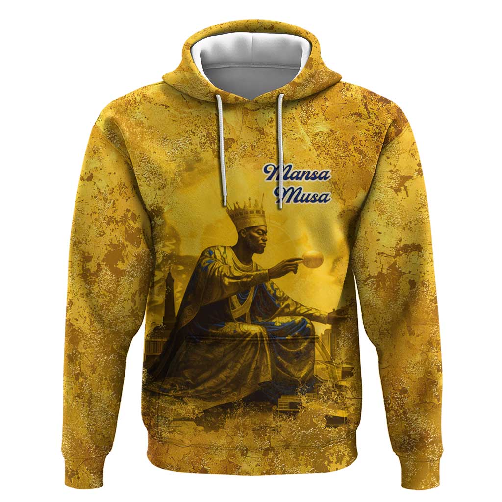 Mansa Musa Hoodie Golden Legacy Theme Ancient Map Regal Portrait of Mali Emperor Timbuktu - Wonder Print Shop