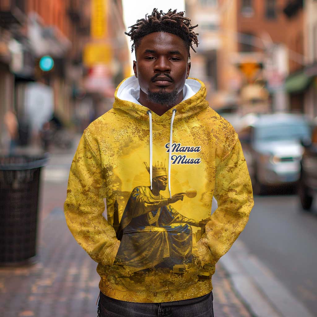 Mansa Musa Hoodie Golden Legacy Theme Ancient Map Regal Portrait of Mali Emperor Timbuktu - Wonder Print Shop