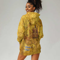 Mansa Musa Hoodie Dress Golden Legacy Theme Ancient Map Regal Portrait of Mali Emperor Timbuktu - Wonder Print Shop