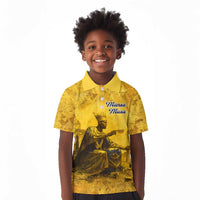 Mansa Musa Kid Polo Shirt Golden Legacy Theme Ancient Map Regal Portrait of Mali Emperor Timbuktu - Wonder Print Shop