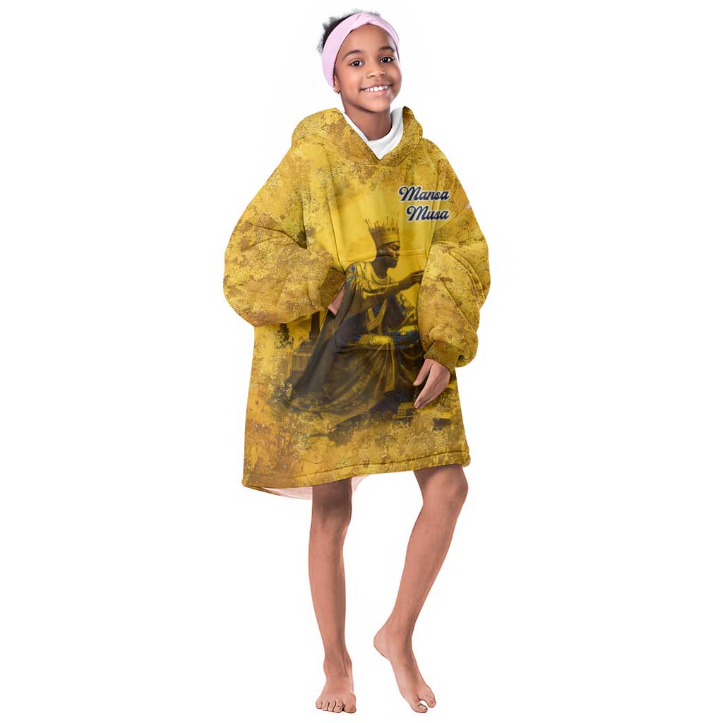 Mansa Musa Kid Wearable Blanket Hoodie Golden Legacy Theme Ancient Map Regal Portrait of Mali Emperor Timbuktu - Wonder Print Shop