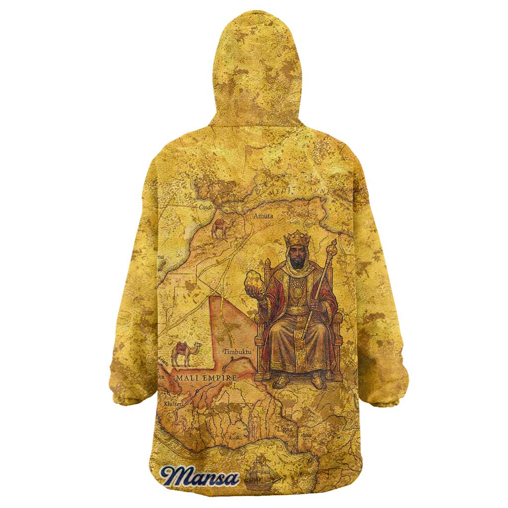 Mansa Musa Kid Wearable Blanket Hoodie Golden Legacy Theme Ancient Map Regal Portrait of Mali Emperor Timbuktu - Wonder Print Shop