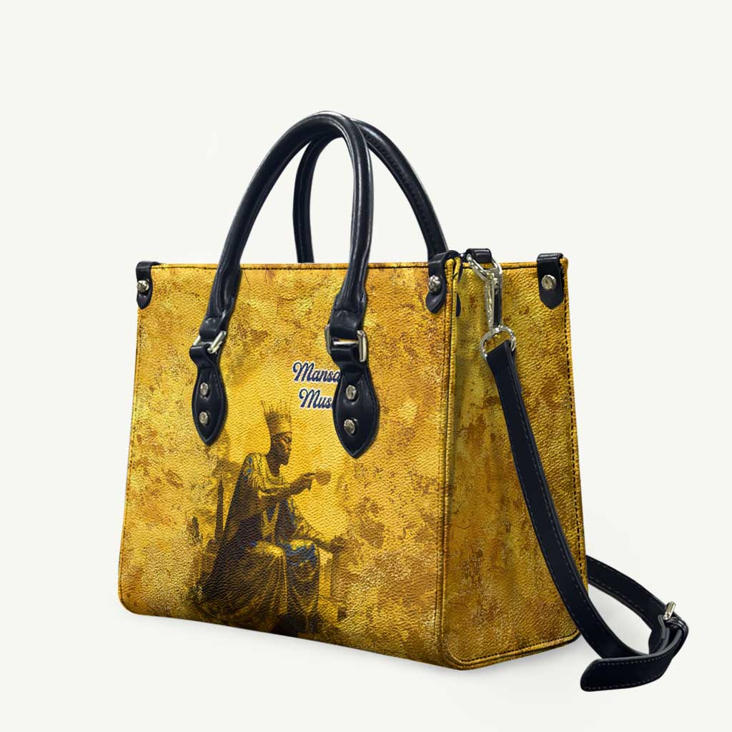 Mansa Musa Leather Bag Golden Legacy Theme Ancient Map Regal Portrait of Mali Emperor Timbuktu - Wonder Print Shop