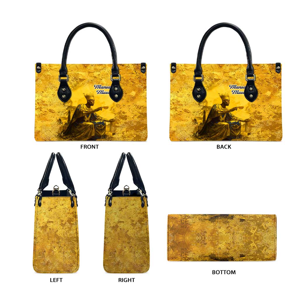 Mansa Musa Leather Bag Golden Legacy Theme Ancient Map Regal Portrait of Mali Emperor Timbuktu - Wonder Print Shop