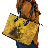 Mansa Musa Leather Tote Bag Golden Legacy Theme Ancient Map Regal Portrait of Mali Emperor Timbuktu - Wonder Print Shop