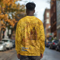 Mansa Musa Long Sleeve Shirt Golden Legacy Theme Ancient Map Regal Portrait of Mali Emperor Timbuktu - Wonder Print Shop