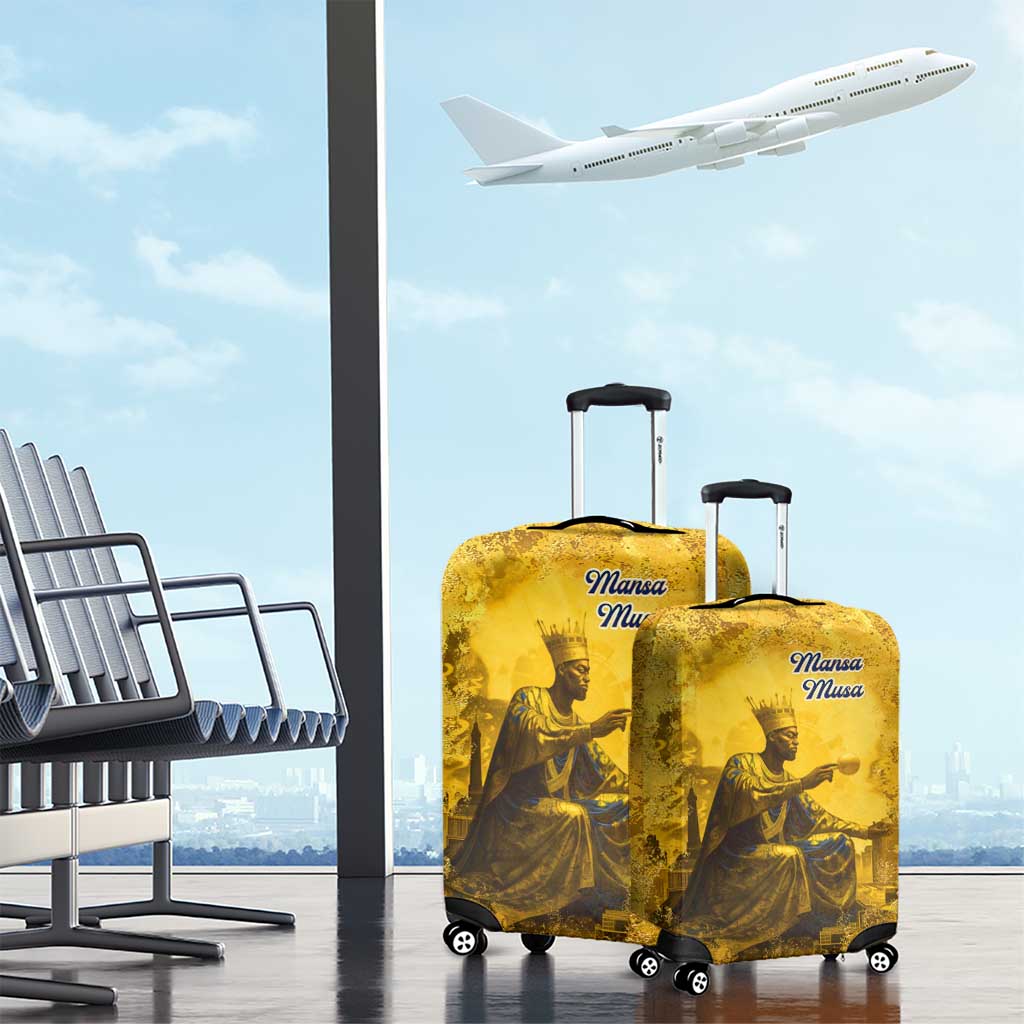 Mansa Musa Luggage Cover Golden Legacy Theme Ancient Map Regal Portrait of Mali Emperor Timbuktu - Wonder Print Shop