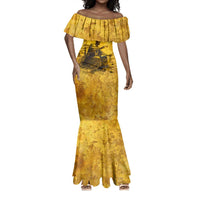Mansa Musa Mermaid Dress Golden Legacy Theme Ancient Map Regal Portrait of Mali Emperor Timbuktu - Wonder Print Shop