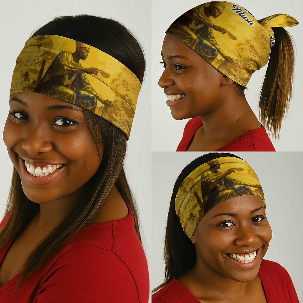 Mansa Musa Neck Gaiter Golden Legacy Theme Ancient Map Regal Portrait of Mali Emperor Timbuktu - Wonder Print Shop