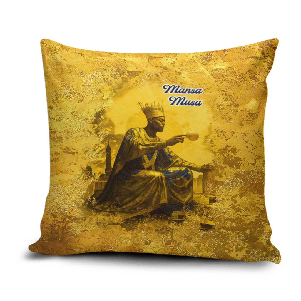 Mansa Musa Pillow Cover Golden Legacy Theme Ancient Map Regal Portrait of Mali Emperor Timbuktu - Wonder Print Shop