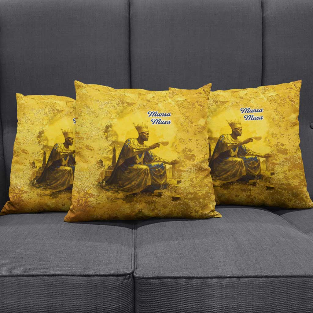 Mansa Musa Pillow Cover Golden Legacy Theme Ancient Map Regal Portrait of Mali Emperor Timbuktu - Wonder Print Shop