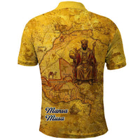 Mansa Musa Polo Shirt Golden Legacy Theme Ancient Map Regal Portrait of Mali Emperor Timbuktu - Wonder Print Shop