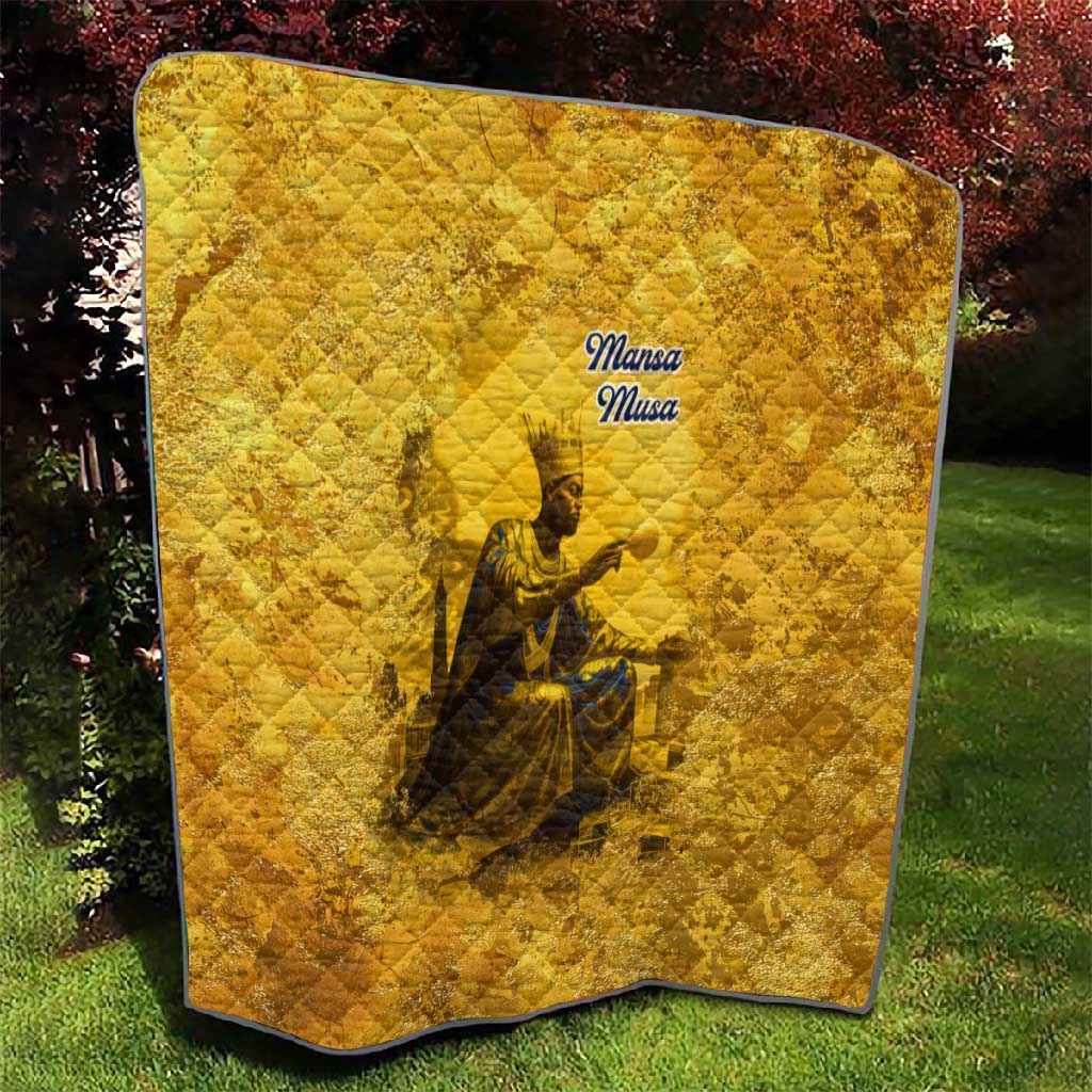 Mansa Musa Quilt Golden Legacy Theme Ancient Map Regal Portrait of Mali Emperor Timbuktu - Wonder Print Shop