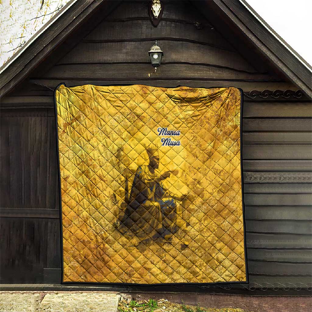 Mansa Musa Quilt Golden Legacy Theme Ancient Map Regal Portrait of Mali Emperor Timbuktu - Wonder Print Shop