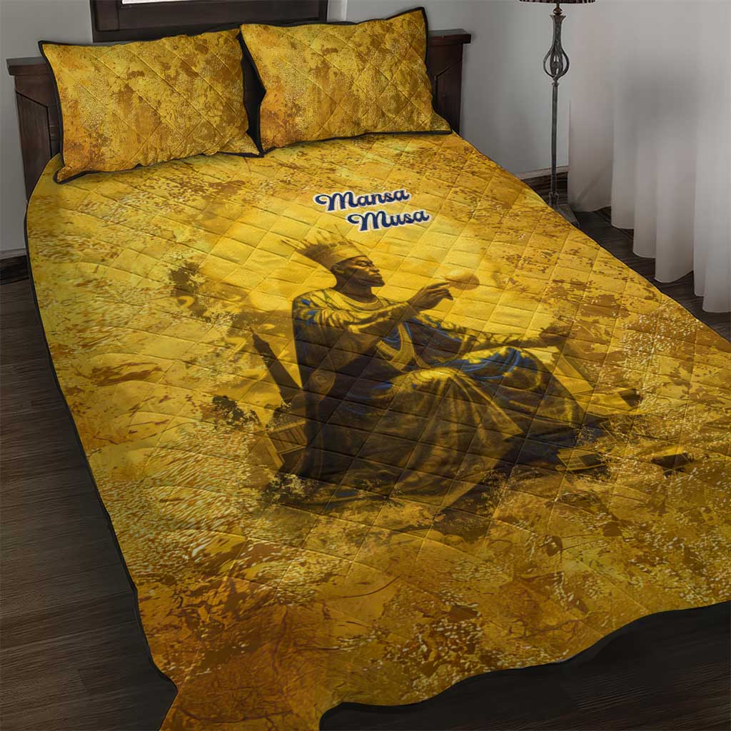 Mansa Musa Quilt Bed Set Golden Legacy Theme Ancient Map Regal Portrait of Mali Emperor Timbuktu - Wonder Print Shop
