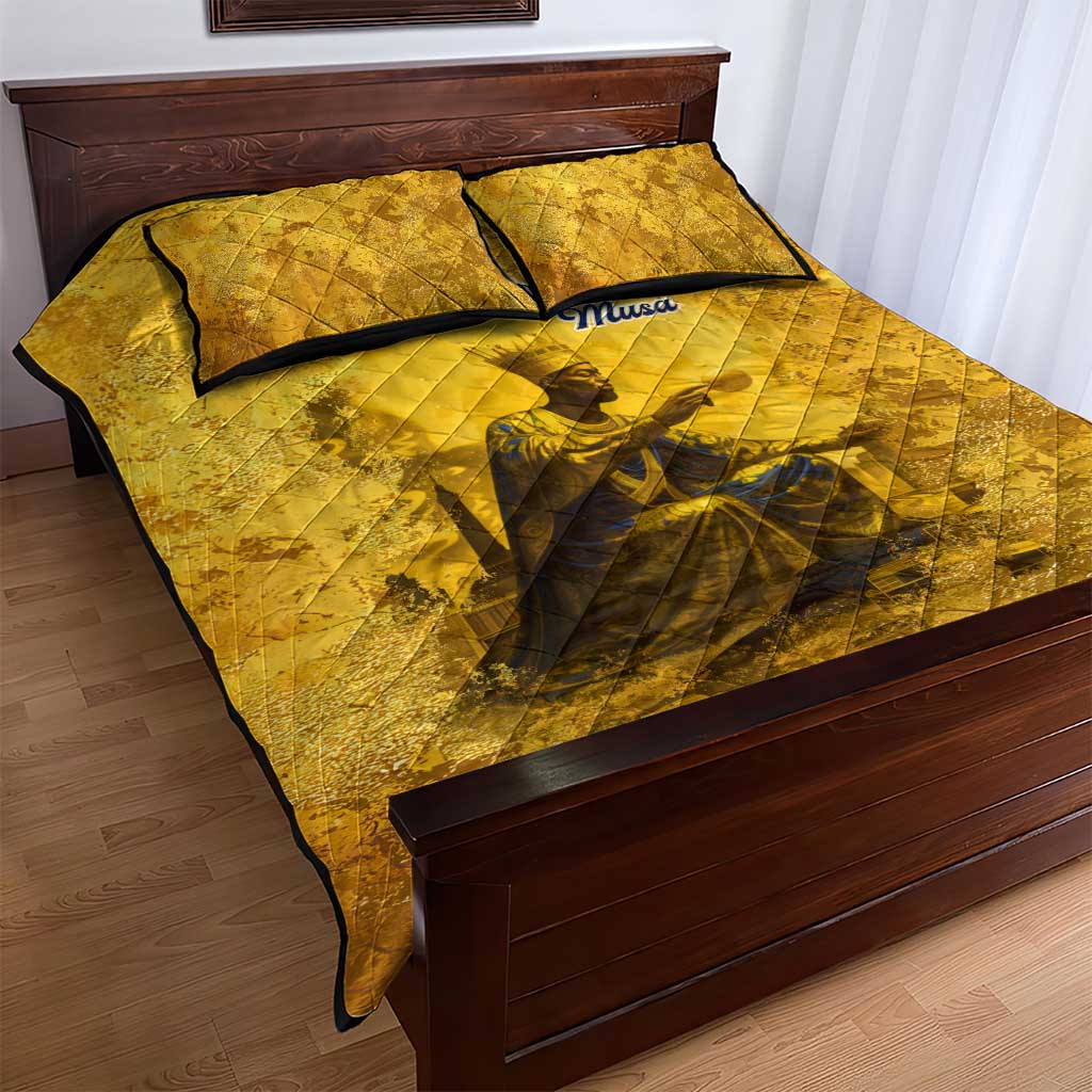 Mansa Musa Quilt Bed Set Golden Legacy Theme Ancient Map Regal Portrait of Mali Emperor Timbuktu - Wonder Print Shop