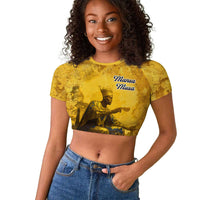 Mansa Musa Raglan Cropped T shirt Golden Legacy Theme Ancient Map Regal Portrait of Mali Emperor Timbuktu - Wonder Print Shop