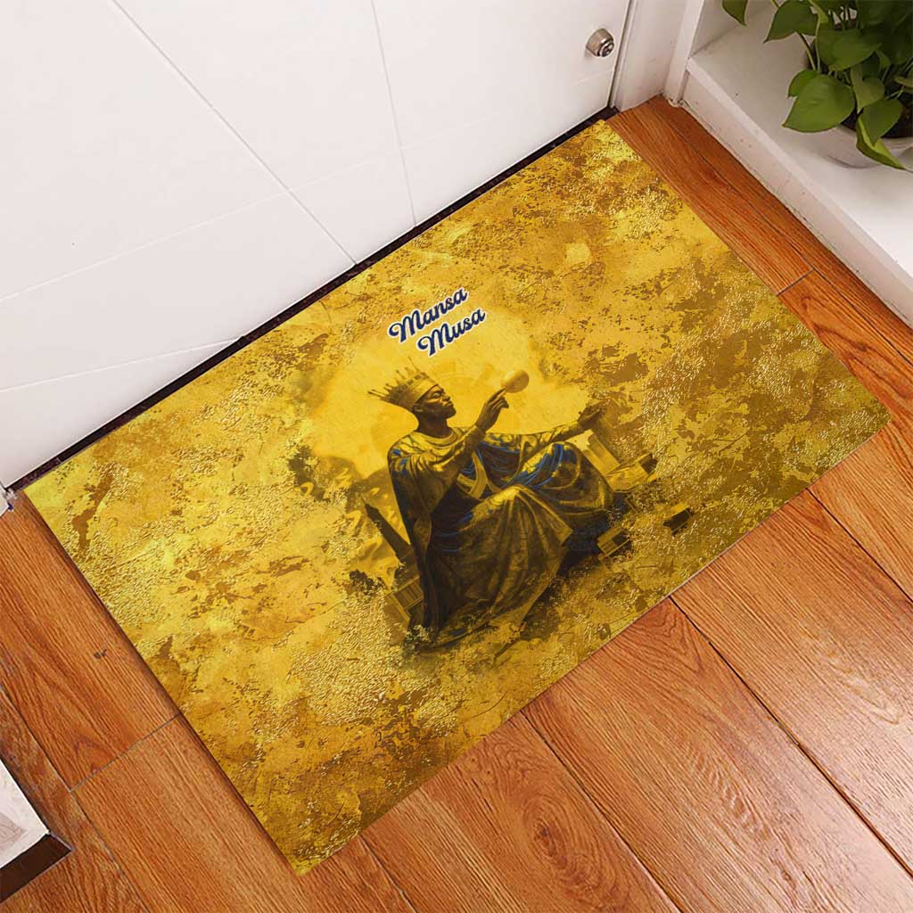 Mansa Musa Rubber Doormat Golden Legacy Theme Ancient Map Regal Portrait of Mali Emperor Timbuktu - Wonder Print Shop