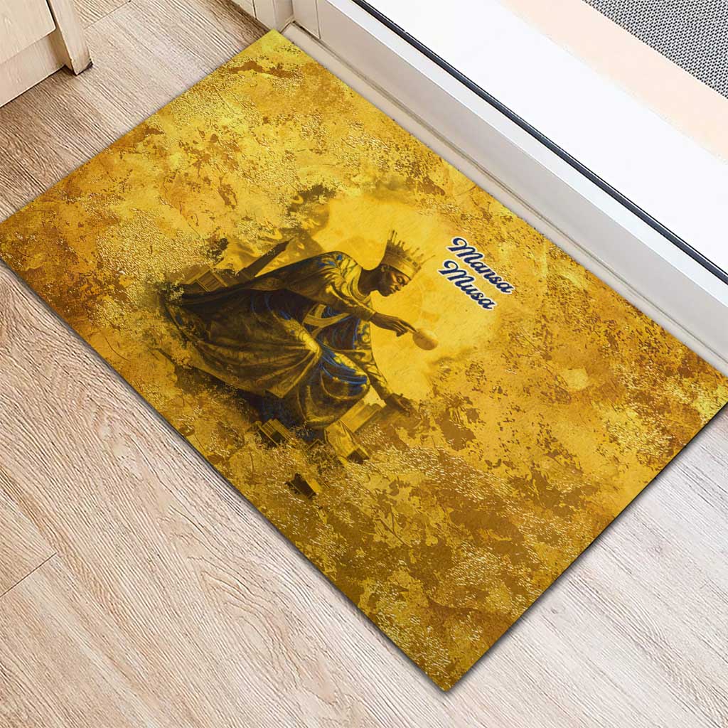Mansa Musa Rubber Doormat Golden Legacy Theme Ancient Map Regal Portrait of Mali Emperor Timbuktu - Wonder Print Shop