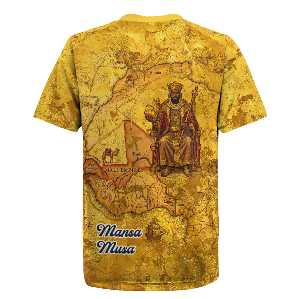 Mansa Musa Rugby Jersey Golden Legacy Theme Ancient Map Regal Portrait of Mali Emperor Timbuktu - Wonder Print Shop