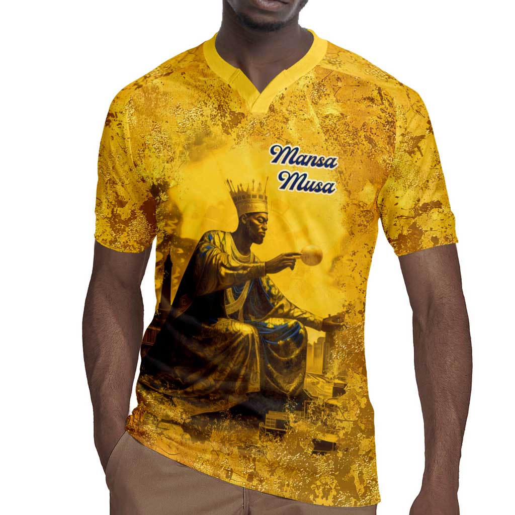 Mansa Musa Rugby Jersey Golden Legacy Theme Ancient Map Regal Portrait of Mali Emperor Timbuktu - Wonder Print Shop