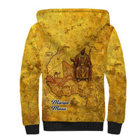 Mansa Musa Sherpa Hoodie Golden Legacy Theme Ancient Map Regal Portrait of Mali Emperor Timbuktu - Wonder Print Shop