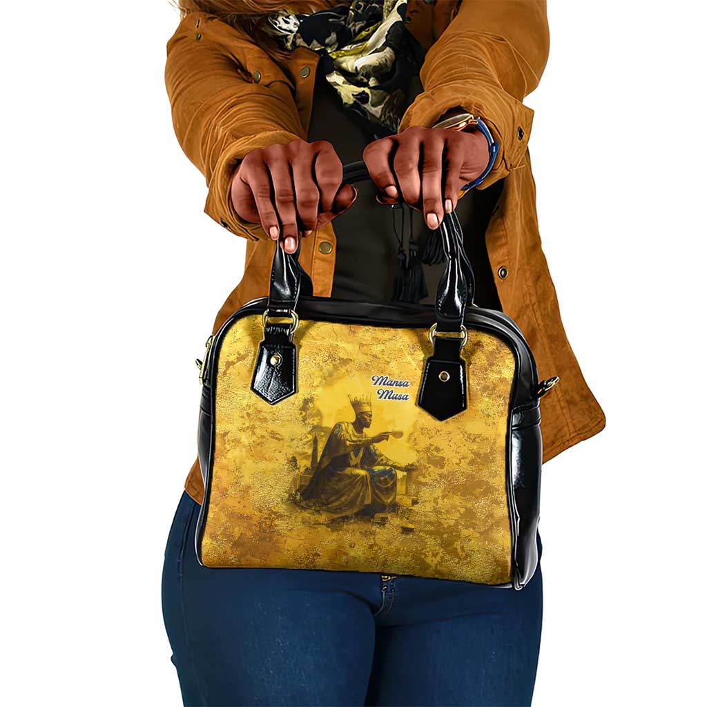 Mansa Musa Shoulder Handbag Golden Legacy Theme Ancient Map Regal Portrait of Mali Emperor Timbuktu - Wonder Print Shop