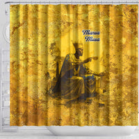 Mansa Musa Shower Curtain Golden Legacy Theme Ancient Map Regal Portrait of Mali Emperor Timbuktu - Wonder Print Shop