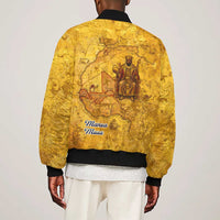 Mansa Musa Sleeve Zip Bomber Jacket Golden Legacy Theme Ancient Map Regal Portrait of Mali Emperor Timbuktu - Wonder Print Shop